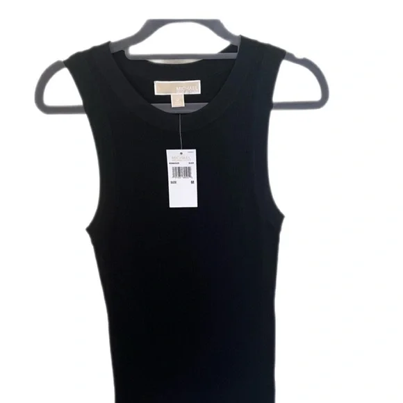 MICHAEL KORS Black Ribbed Knit Sleeveless Tank Top Medium - Picture 3 of 10